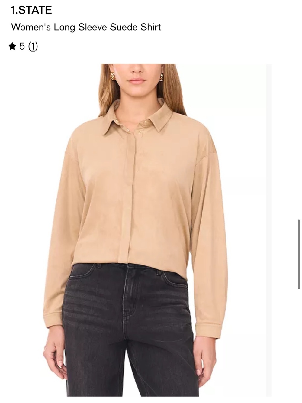 1. State Beige Suede-Effect Button-Down Shirt